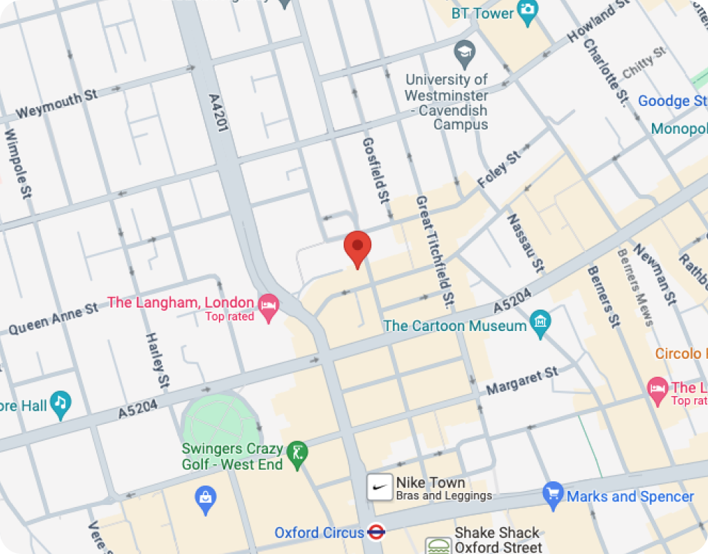 Map showing the GarageSphere office in central London
